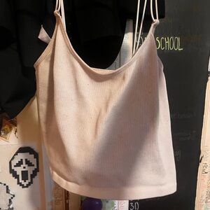 Cream Ribbed Tank Top